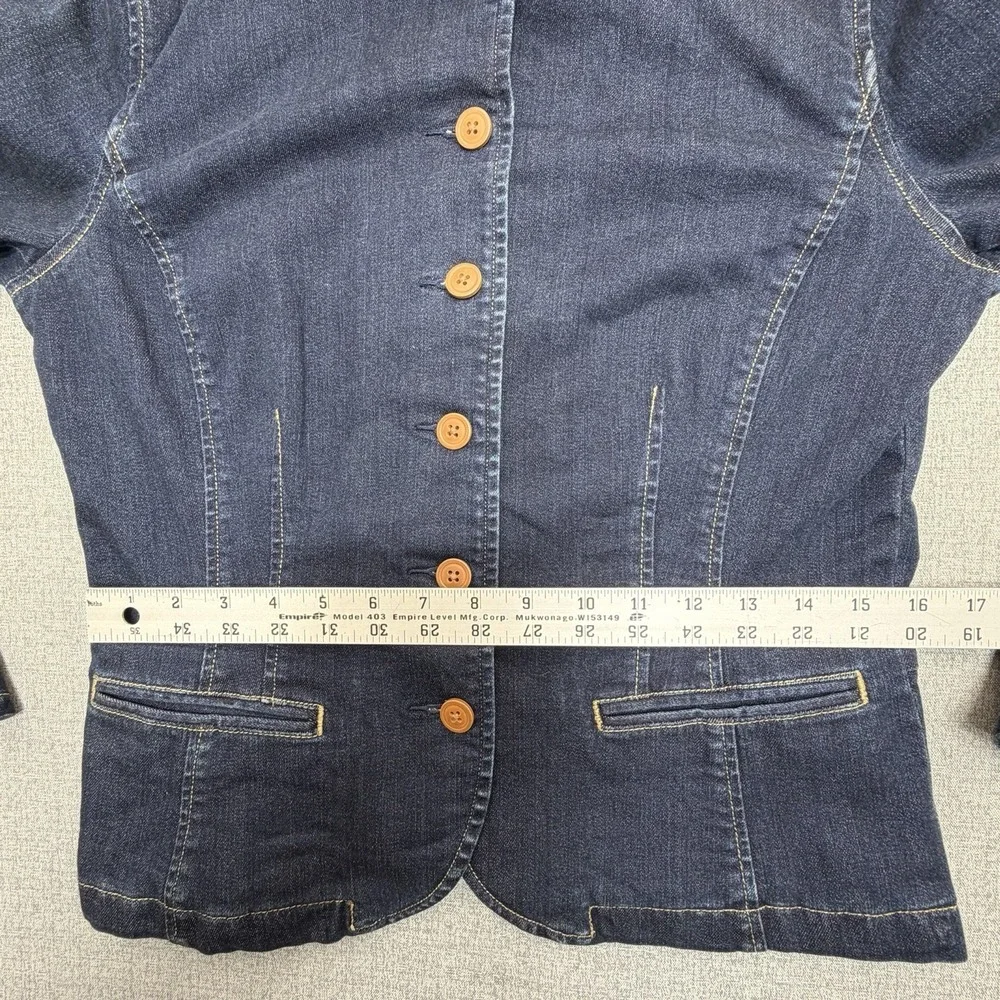 LRL Ralph Lauren Women's Denim Blazer Jacket Size L Blue Jean Stretch Button Up - Picture 8 of 11